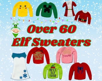 Suéter de elfo - Navidad - Camisa de elfo - Ropa de elfo - Vestido - Vacaciones - Niños - Muñeca