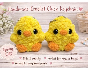 Llavero de pollito a crochet - Dije para mochila - Accesorio para bolso - Pollito - Amigurumi de crochet - Hecho a mano
