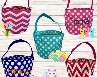 Cubos de Pascua con monograma - Canasta de Pascua - Cubo de Pascua personalizado - Pascua infantil - Bordado