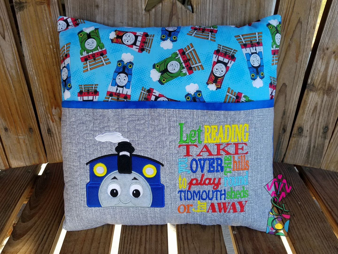 Train Pillow Pocket Pillow Bed Pillow Blue Train Etsy