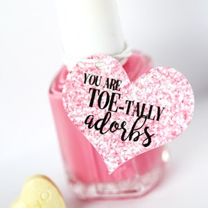 Valentine Herzen, Valentinstag Tags, V-day Nagellack Geschenkanhänger, Mani Danke, Valentinstag Party Favor Tags, süße Valentines, Toe-Tally