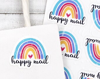 Happy Mail Rainbow Sticker, Cute Rainbow Stickers, Thank You For Shopping Small Sticker, Supporting Small Business, Thank You Mail Sticker
