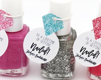 Personalized To A Lifetime of Getting Nailed, Bachelorette Party Favors, Nail Polish Favor Tags, Bridal Wedding Proposal Shower Favor Tags