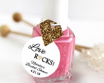 Nail Polish Favor Tag, Love Rocks, Thank You Favors, Personalized Shower Favor Tags, Custom Bridal Wedding Shower Bachelorette Favor Tags