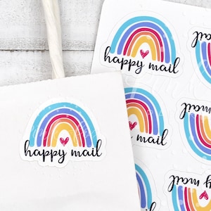 Happy Mail Rainbow Sticker, Cute Rainbow Stickers, Thank You For Shopping Small Sticker, Supporting Small Business, Thank You Mail Sticker