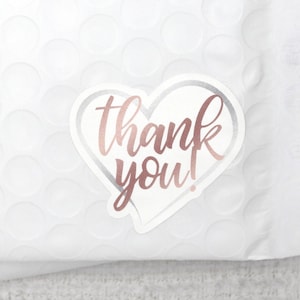 Danke Herz Aufkleber, Rose Gold Happy Mail, Danke für kleinen Einkauf, Unterstützung von kleinen Unternehmen, kleine Ladenverpackung, Etsy Shop