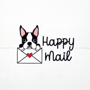 glücklicher Boston Terrier Mail Aufkleber, süßer Hund Post Aufkleber, Umschlag Herz Verpackung, Mail Aufkleber, Etsy Shop, Danke für den Einkauf klein