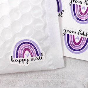 Happy Mail Rainbow Sticker, Purple Rainbow Sticker, Thank You For Shopping Small Sticker, Supporting Small Business, Thank You Mail Sticker