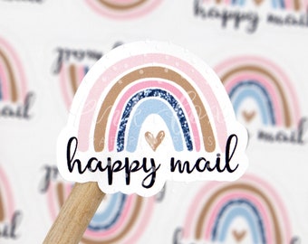 Happy Mail Rainbow Sticker, Pink Rainbow Thank You For Shopping Small, Supporting Small Business Thank You Sticker, Etsy Shop Small Business