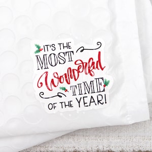 É a época mais maravilhosa do ano! Adesivo de correio feliz de Natal, adesivo de agradecimento, etiqueta de embalagem de apoio a pequenas empresas