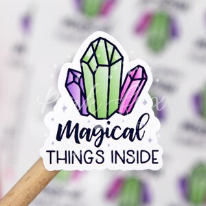 Sticker Magical Things Inside, bedankt voor je bestelling, Happy Crystal Mail, Crystal Shop, bedankt voor het winkelen label voor kleine bedrijven
