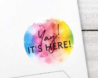 Yay It's Here, Rainbow Sticker, Happy Mail Small Shop Sticker, Thank You For Shopping Small, Supporting Small Business Handmade Sticker