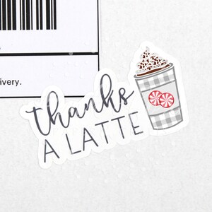 Danke A Latte Aufkleber, Pfefferminz Mokka Latte Winter Aufkleber, Happy Mail Aufkleber, Buffalo Check, Danke Aufkleber für kleine Unternehmen