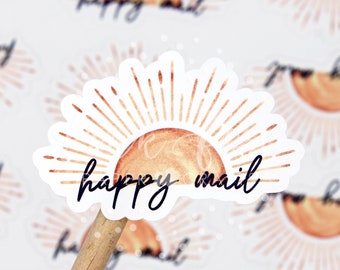 Sun Happy Mail Sticker, Sunrise Packaging Sticker Mail Sticker, Sending Sunshine, Etsy Shop Shipping Sticker, Thank You For Shopping Small