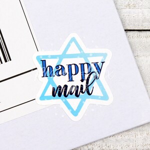 Pegatinas judías de Happy Mail, pegatina de la estrella de David, Happy Janucá, feliz correo de Hanukkah, gracias por apoyar el embalaje de mi pequeña empresa