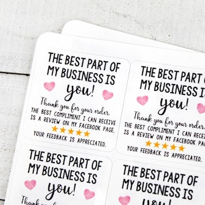 The Best Part Of My Business Is You, Leave a Facebook Review, Small Business Thank You Stickers, Shopping Small Shipping Stickers