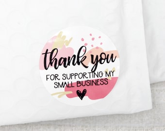 Thank You For Supporting My Small Business, Thank You Sticker, Etsy Stickers, Happy Mail Stickers, Small Shop Small Business, Envelope Seal