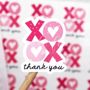 Stickers de remerciement XOXO, Stickers Happy Mail, Mail coeurs mignons, Petit merci d'avoir fait vos achats, Petit format, Stickers d'emballage