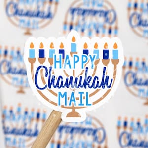 Happy Chanukah Menorah Mail Aufkleber, Chanukka Happy Mail, jüdischer Feiertagsaufkleber, danke für die Unterstützung meiner kleinen Geschäftsverpackungen