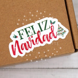 Feliz Navidad-stickers, Merry Christmas-stickers, Happy Mail-sticker, label kerstkaartstickers, cadeauverpakking voor kleine bedrijven voor de feestdagen