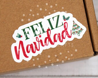 Feliz Navidad Stickers, Merry Christmas Stickers, Happy Mail Sticker, Christmas Card Stickers Label, Holiday Small Business Gift Wrapping