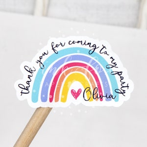 Rainbow Birthday Stickers, Thank You For Coming To My Party, Personalized Party Favor Stickers, Thanks For Celebrating, Rainbow Stickers