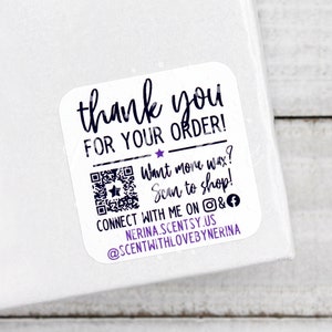 Vielen Dank für Ihre Bestellung, QR-Code zum Einkaufen, Kerzenwachsschmelzaufkleber, Social Media Small Business Aufkleber, danke für den Einkauf in klein