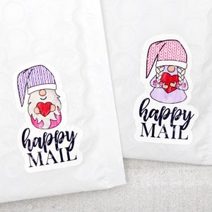 Adesivo per posta felice di Gnome di San Valentino, Gnomo di ringraziamento, Adesivi di San Valentino, Adesivi per Gnome delle vacanze, Packaging per piccole imprese del negozio Etsy