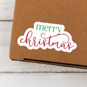 Frohe Weihnachten Aufkleber, Happy Mail Sticker, Weihnachtskarte Sticker, Weihnachten Small Business Geschenkverpackung, Etsy Small Shop Thank You Bild 1