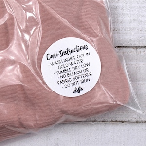 Care Instructions Stickers, T-Shirt Washing Care Stickers, Handmade Small Business Supplies, Clothing Packaging Labels, Etsy Shop Supplies image 1