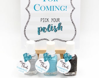Mani Thanks Tags Package, Nail Polish Tags, Thanks for Coming Sign, Bridal Wedding Shower Favor Tags, Diamond Rings, Bachelorette Party