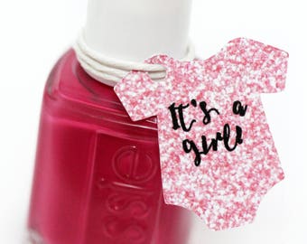 Baby Shower Tags, Nail Polish Favor Tags, Thank You Tags, It's a Girl Tags, Baby Girl Shower, Pink Baby Shower, Pink Tags, Purple Favor Tags