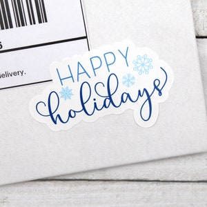 Adesivos de Boas Festas, Adesivo de Correio Feliz, Etiqueta de Adesivos para Cartões de Natal, Embrulho para Presentes de Pequenas Empresas de Férias, Etsy Small Shop Obrigado