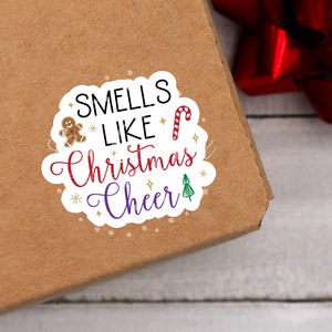 Smells Like Christmas Cheer Stickers, Happy Mail, bedankstickers, Merry Christmas-sticker, kaarsvet smelten, bedankt voor het winkelen klein