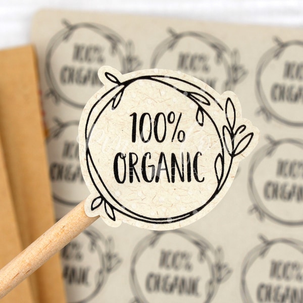 100% Organic Sticker, Recycled Eco Friendly Sticker, All Natural And Organic Packaging Product Labels, Small Shop Happy Mail Stickers