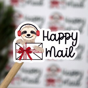 Adesivi per posta felice del bradipo festivo, adesivo per posta del regalo di Natale, grazie per lo shopping piccolo, adesivo per imballaggio, forniture per la spedizione del negozio Etsy