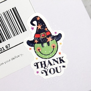Smiley-heks bedankstickers, Halloween-stickers, Happy Mail-stickers, bedankt voor je bestelling, bedanktstickers voor kleine bedrijven