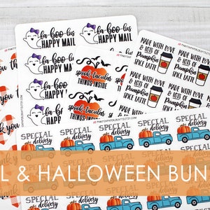 Herbst & Halloween Aufkleber Bundle, Happy Mail Aufkleber Set, Danke Aufkleber, Danke für den Einkauf klein, Unterstützung von Small Business Aufkleber