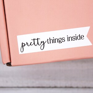 Pretty Things Inside Stickers, Happy Mail Flag Sticker, Thank You For Shopping Small Business, Etsy Sticker, Packaging Mail Shipping Sticker