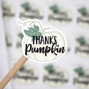 Fall Pumpkin Sticker, Hello Pumpkin, Thanks Pumpkin, Happy Mail Sticker, Cute White Pumpkin, Thank You Stickers for Small Business Packaging