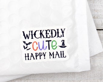 Pegatinas de correo feliz, adorables, de agradecimiento por paquete de Halloween, de bruja espeluznante, para pequeñas tiendas de otoño, de envíos para pequeñas empresas.
