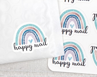 Happy Mail Rainbow Sticker, Turquoise Rainbow Sticker, Thank You For Shopping Small Sticker, Supporting Small Business, Thank You Sticker