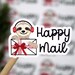 Holiday Sloth Happy Mail Stickers, Christmas Present Mail Sticker ...