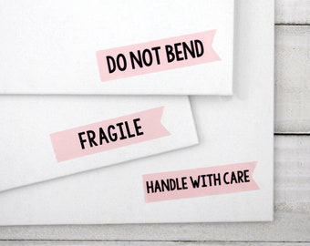 Handle With Care, Do Not Bend, Fragile, Shipping Stickers, Handmade Small Business, Thank You Sticker, Happy Mail, Mail Package Stickers