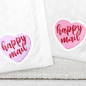 Konversations-Herz-Happy Mail-Aufkleber, Valentinstag-Aufkleber, Danke für den kleinen Einkauf, Unterstützung für kleine Unternehmen, Paket-Post-Aufkleber