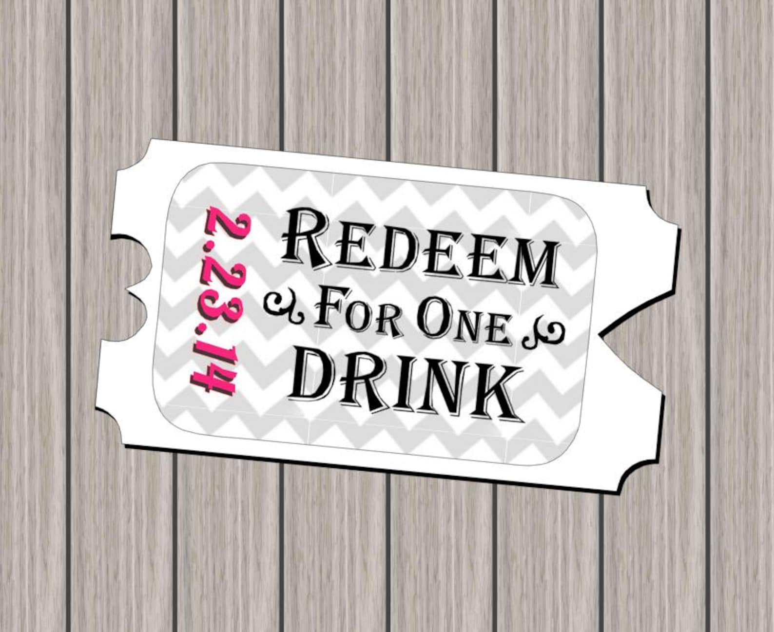 Personalized Drink Tickets Wedding Drink Tickets Party Drink Tickets