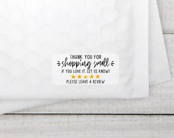 Thank You For Shopping Small Stickers, Please Leave A Review Sticker, Stickers For Small Business, Etsy Shop Labels, Thank You, Happy Mail
