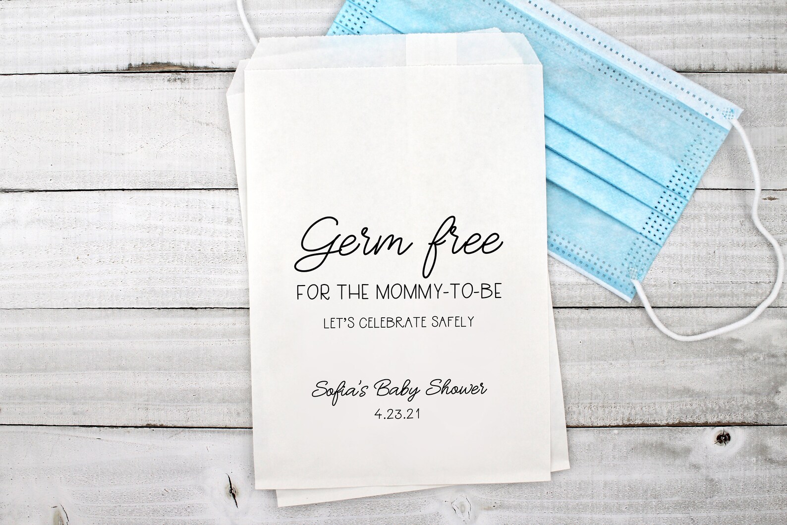 Baby Shower Face Mask Bags Germ Free for the Mommytobe Etsy