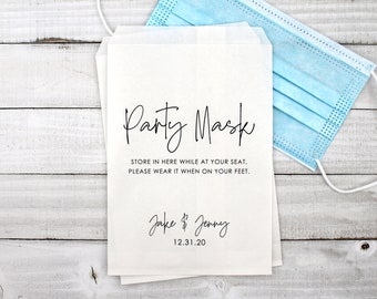 Party Mask, Wedding Face Mask Bags, Personalized Paper Favor Bags for Guest Face Mask, Pandemic Wedding Party, Table Decor