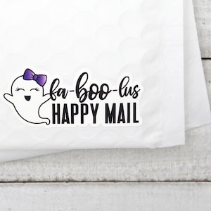 Faboolus Halloween Aufkleber, süße Geister Schleife, Verpackung Happy Mail Aufkleber, Small Business Aufkleber, Danke Aufkleber für Small Business